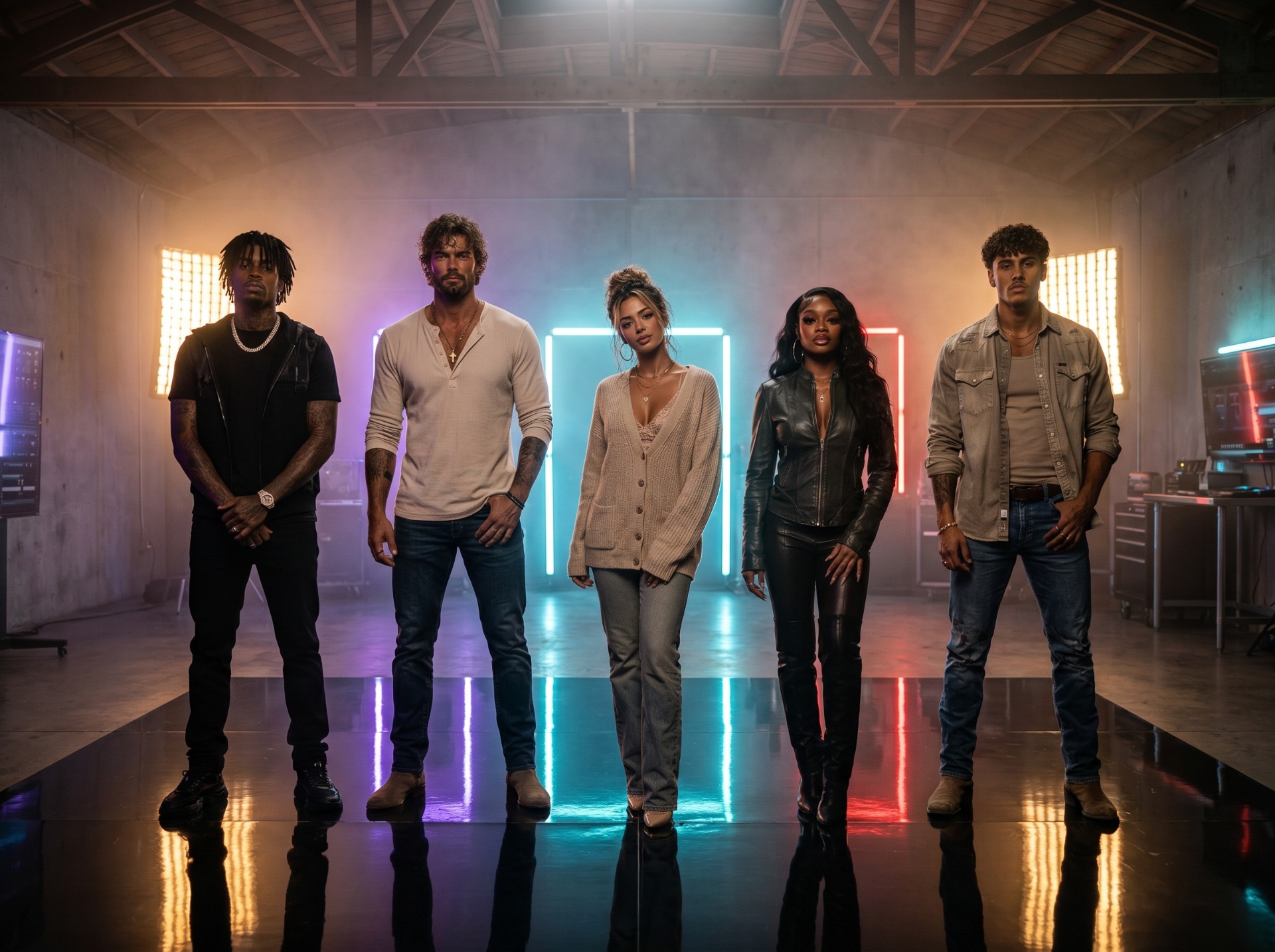 The VAURA roster — VJ HNDRX, Asher Rowan, Aria Rey, Rielle Banks, and Uriah Vale